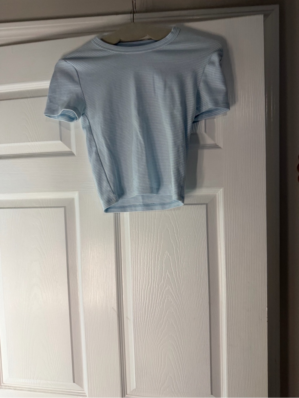 Aritzia Light Blue Ribbed Crop Tee